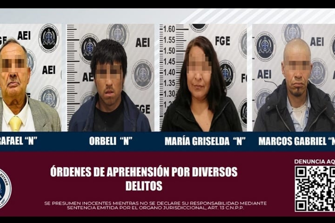 CAPTURAN A TRES HOMBRES Y UNA MUJER CON ORDEN DE APREHENSIÓN 