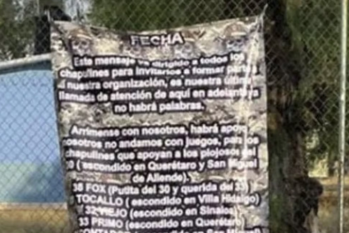 CJNG TAPIZA AGUASCALIENTES CON NARCOMANTAS 