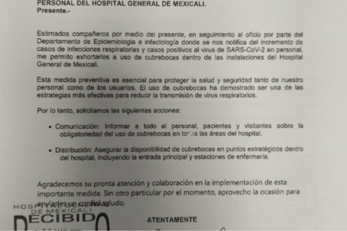 AUMENTAN CONTAGIOS DE COVID EN PERSONAL DEL HOSPITAL GENERAL DE MEXICALI 