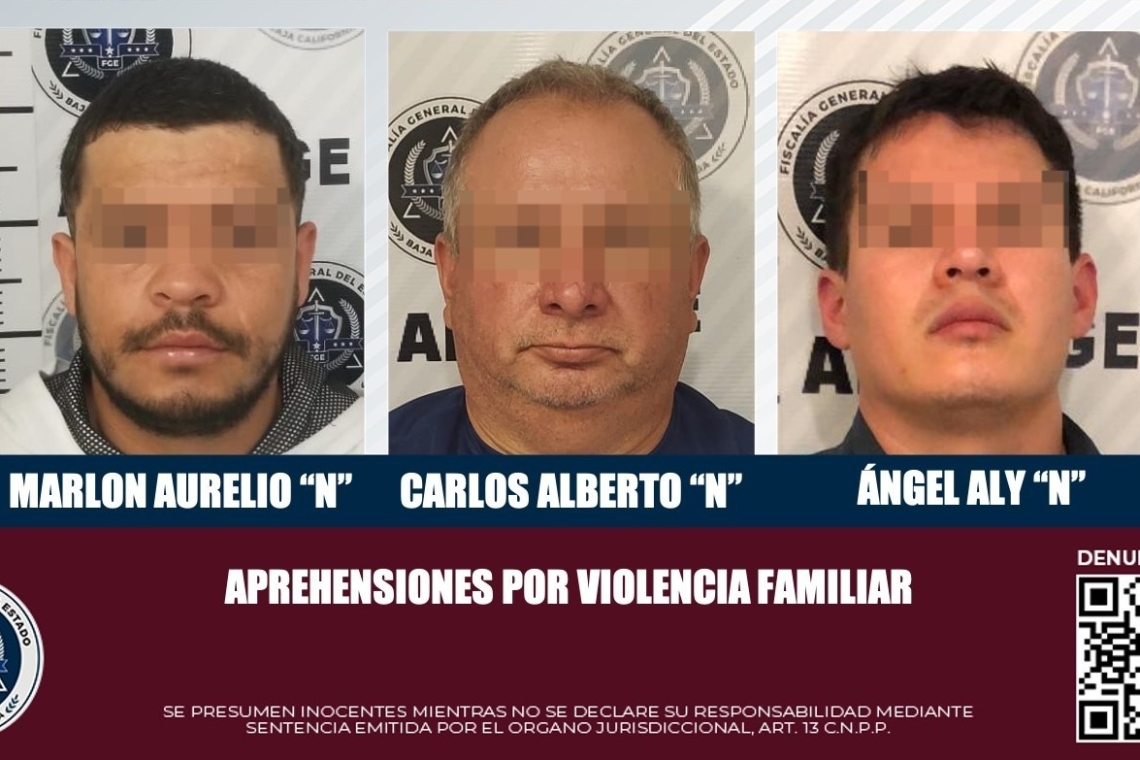 POR VIOLENCIA FAMILIAR, APREHENDE FISCALÍA A TRES SUJETOS