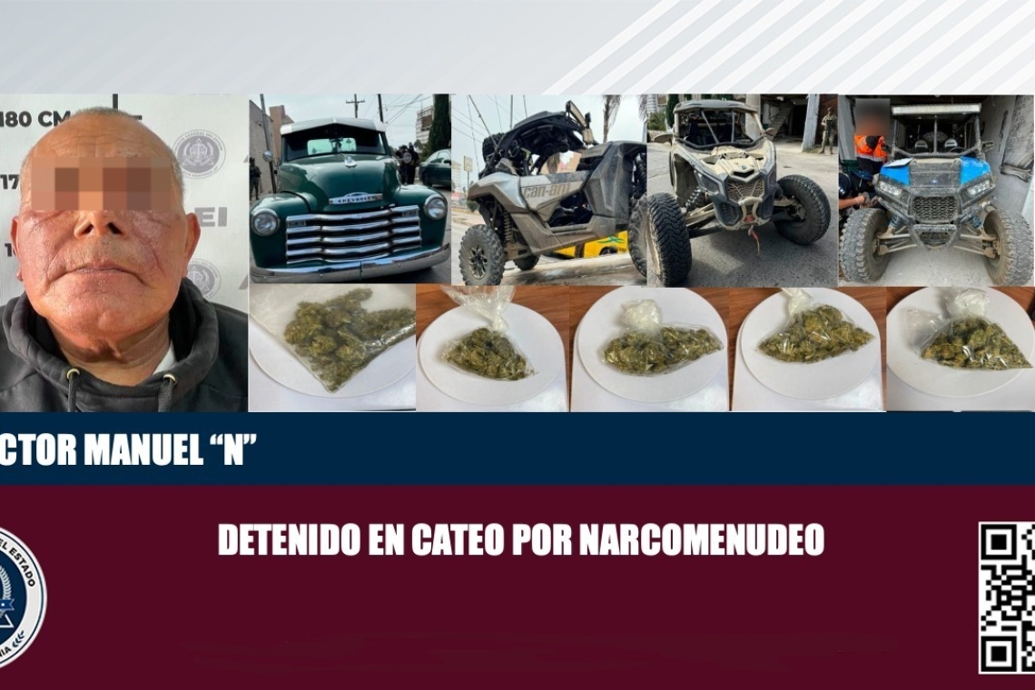 La FGE detiene a sujeto en cateo por narcomenudeo 