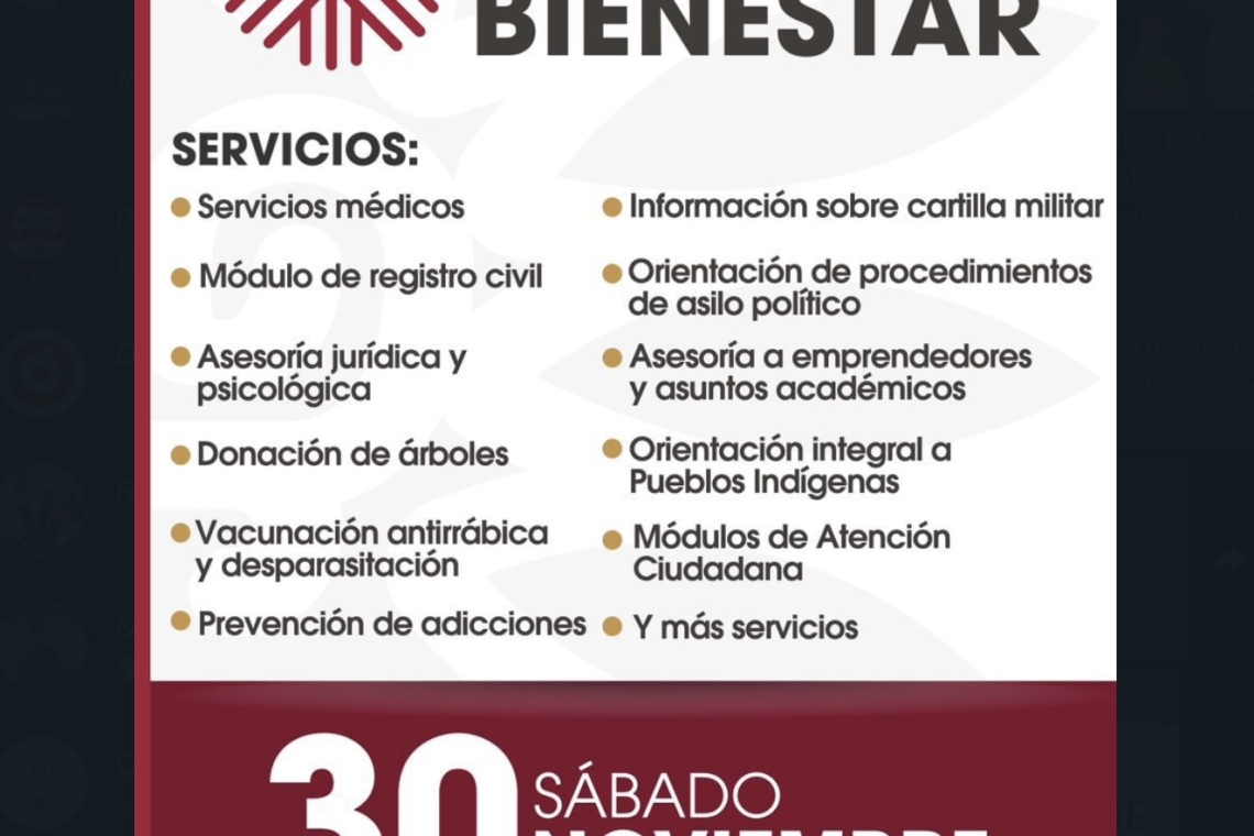 Jornada de Bienestar sábado 30 de noviembre 