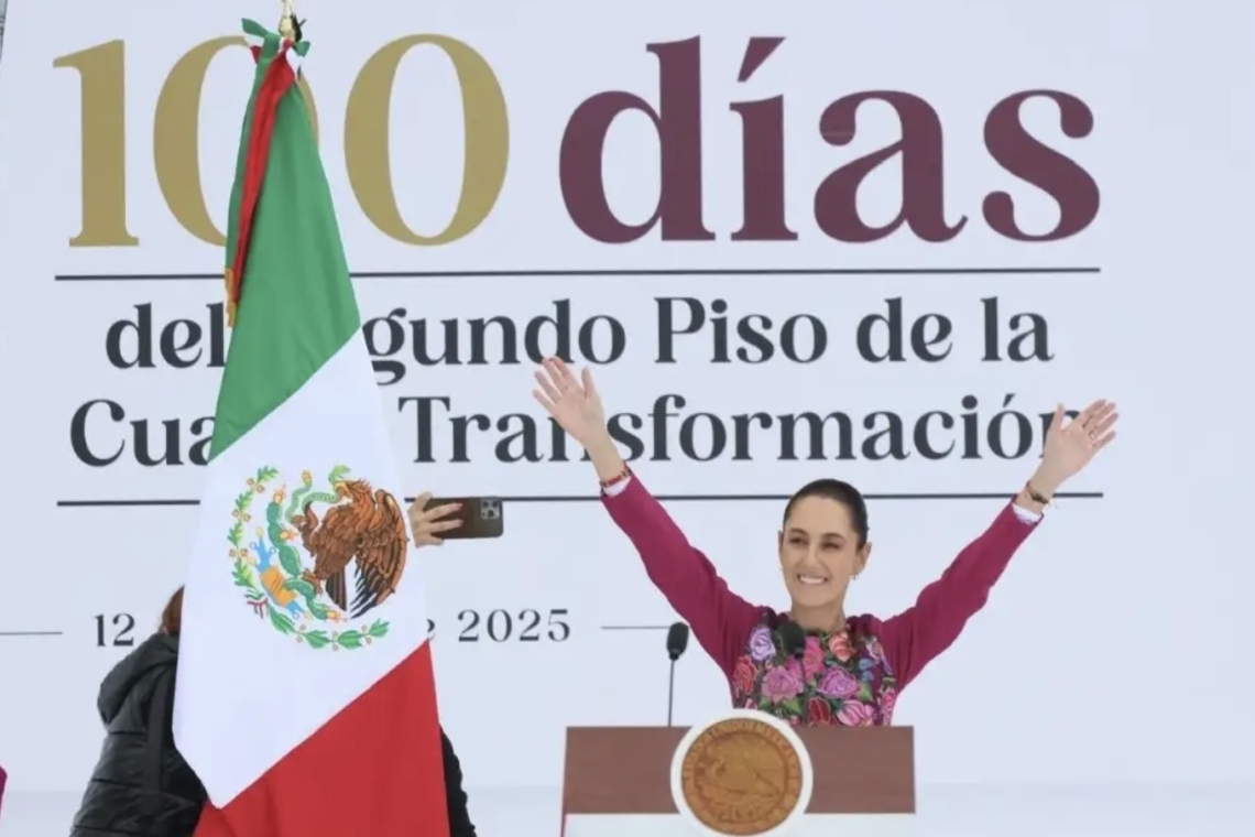 Claudia Sheinbaum rinde informe de sus primeros 100 días de gobierno. Reconoce trabajo de migrantes mexicanosen E.U.