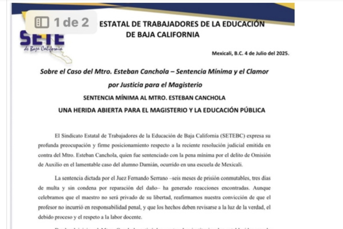 EL SETEBC manifiesta su postura.