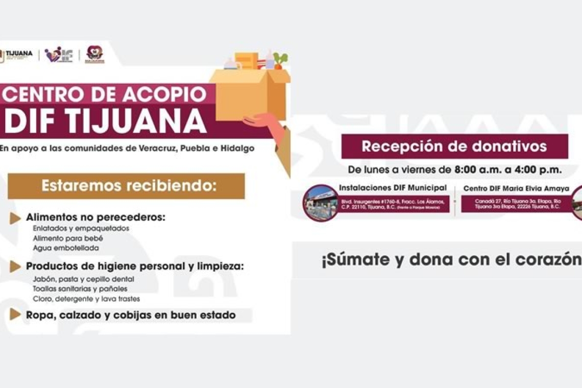 Se suma Gobierno Municipal con centros de acopio en apoyo a familias afectadas por lluvias en el país