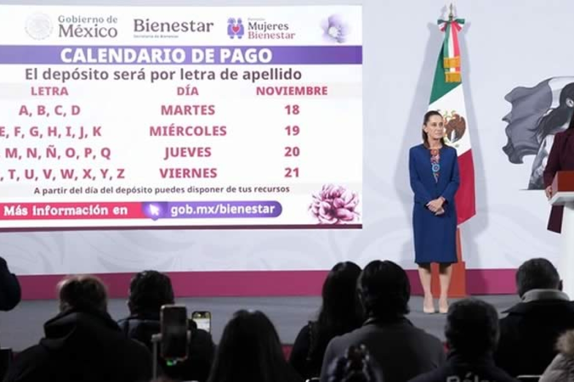 Gobierno de México: del 18 al 21 de noviembre inicia pago a nuevas beneficiarias de la Pensión Mujeres Bienestar