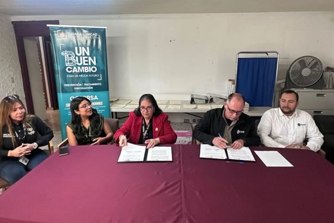 Firman Gobierno Municipal de Tijuana y Promotora Ambiental GEN convenio de colaboración para fortalecer la prevención y la atención de adicciones