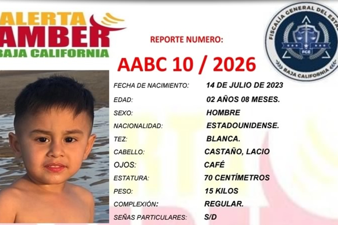 Emiten ficha de búsqueda de menor de 2 años sustraído con violencia