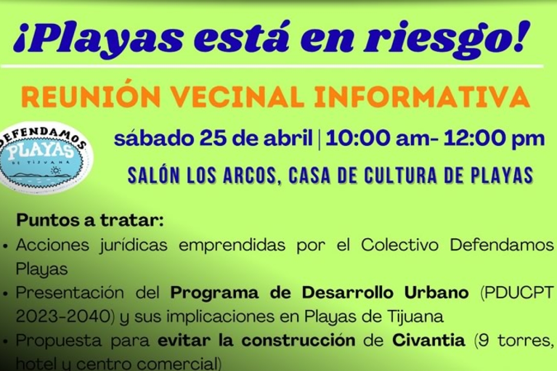 Reunión vecinal informativa de playas de Tijuana.
