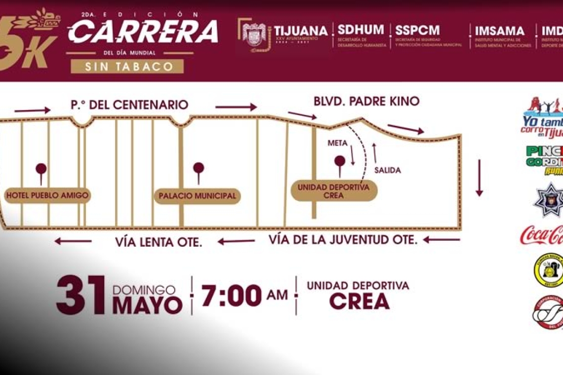 Prepara Gobierno Municipal la 2da. edición de la Carrera 5K por el Día Mundial Sin Tabaco