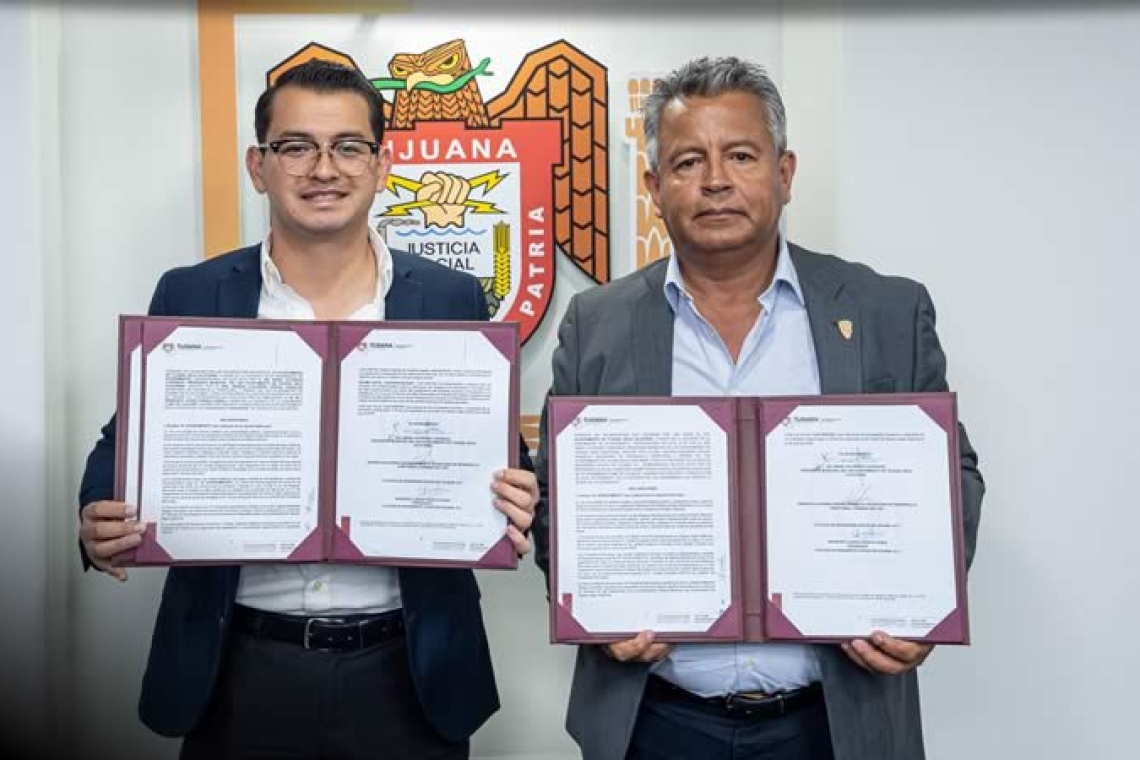 Firma alcalde Abdiel Gutiérrez convenio de colaboración con el Colegio de Ingenieros Civiles de Tijuana