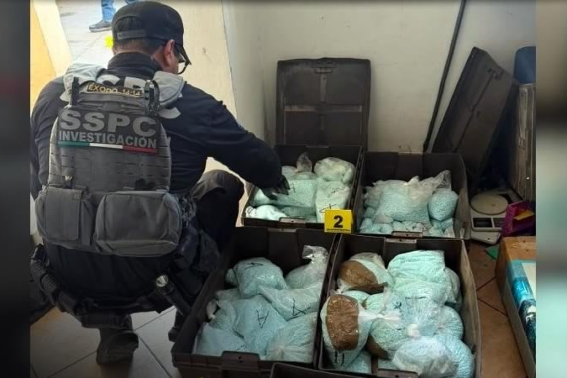 Aseguran en BC 4 millones de dosis de fentanilo en inmueble de ‘Los Rusos’, brazo operativo del ‘Cártel de Sinaloa’