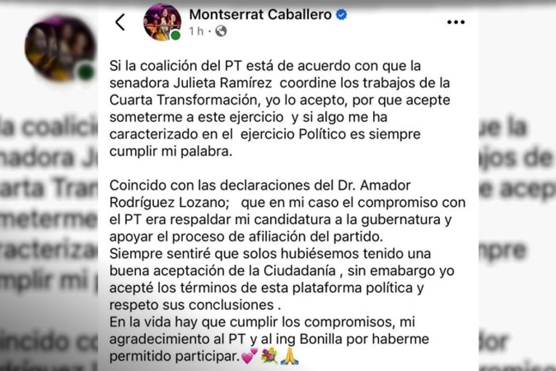Montserrat Caballero acepta resultado y reconoce a Julieta Ramírez
