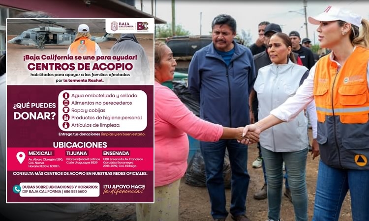 HABILITA GOBIERNO DE BAJA CALIFORNIA CENTROS DE ACOPIO PARA APOYAR A FAMILIAS AFECTADAS POR LAS LLUVIAS